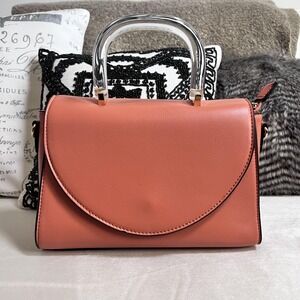 Acrylic Handle Coral Satchel Bag Structured Top Handle Crossbody‎ Purse Chic